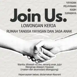 Dicari Pekerja Rumah Tangga ART untuk Yayasan Panti Asuhan