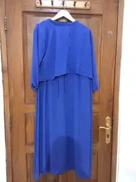 Sale Gamis biru cantik bagus inner dan outer baru keren cakep