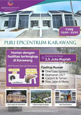 Puri Epicentrum Karawang Rumah Murah Siap Huni Hanya dengan 2,5 Juta