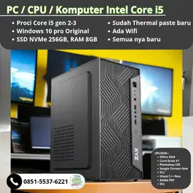 PC Komputer Baru Core i5, SSD NVMe 256GB Kencang, Win 10 Pro ORI
