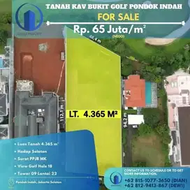 Dijual Tanah di Bukit Golf Pondok Indah , Lt 4.365m², Surat PPJB MK