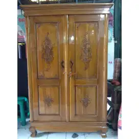 LEMARI BAHAN JATI 2 PINTU / LEMARI PAKAIAN MINIMALIS / LEMARI JATI ORI