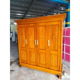 LEMARI BAHAN JATI 4 PINTU / LEMARI PAKAIAN BESAR / LEMARI JATI ORI