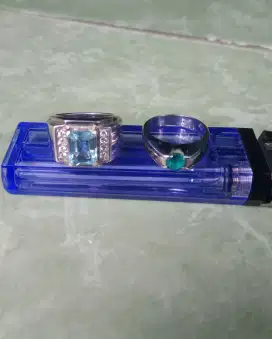 Cincin batu blue marine perak