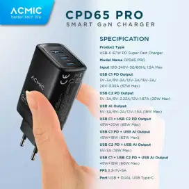 Charger Laptop/Tablet/Hp ACMIC CPD65PRO GaN
Power 67 Watt