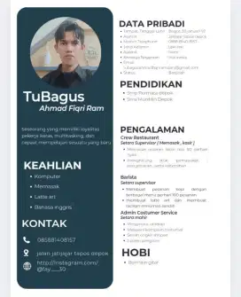 Mencari kerja Admin CS , Barista atau Crew Kitchen