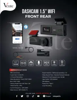 Dashcam Vente 1,5 inch - Front Rear