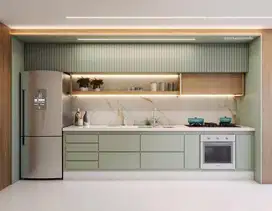 Desain Minimalis Kitchen Set, Backdrop TV, Gredenza, Lemari