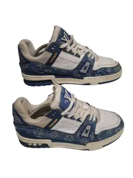 LOUIS VUITTON TRAINER MONOGRAM DENIM WHITE AND BLUE SIZE 43-44