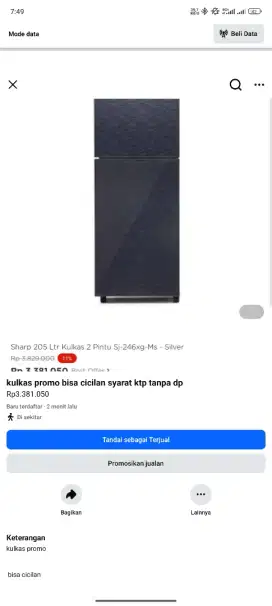 kulkas promo bisa cicilan syarat ktp tanpa dp