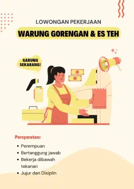 DI BUTUHKAN KARYAWAN JAGA WARUNG GORENGAN & ES TEH