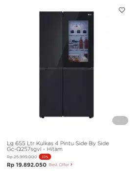 KULKAS LG SBS GC-Q257SGVL 655LTR