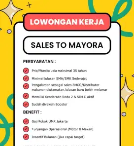 Lowongan Sales TO Kanvas Mayora