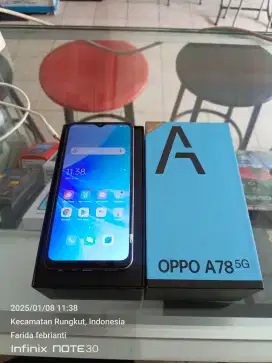 Oppo A78 5G 8/256gb bekas fullset normal bisa TT