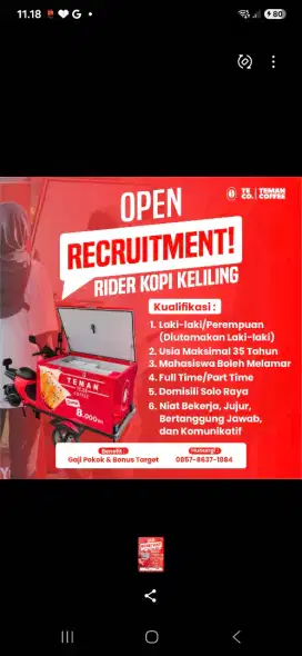 Lowongan Kerja Rider Kopi