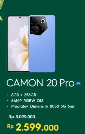 (5503) TECNO CAMON 20 PRO 5G READY BISA CICILAN