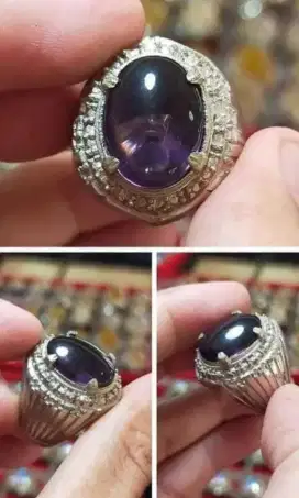 Cincin pria batu akik alam natural kecubung amethys quarts original