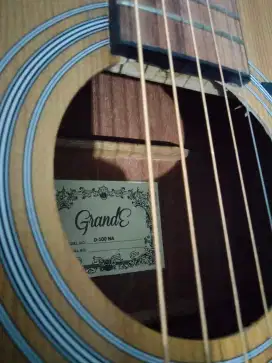 Gitar original pabrik grande akustik elektrik plus tuner siap pakai