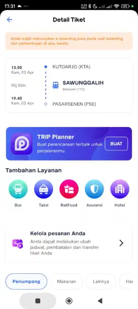 Tiket kereta salah tanggal