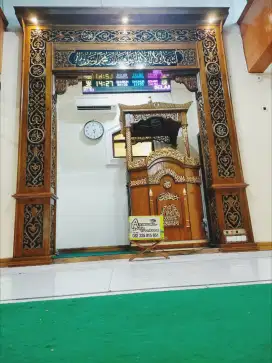 Mihrab masjid ukir full kayu jati