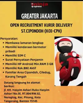 Dibutuhkan Segera Kurir Delivery