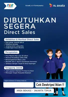 Lowongan Sales Provider Internet XL Satu Area Bekasi Sekitarnya