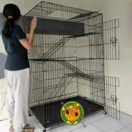 Kandang kucing dll 3 susun 90cm besar fset Baru baki+roda alas