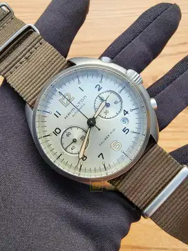 Jam Tangan Original Hamilton Khaki Pilot Pioneer Chrono Auto Fullset
