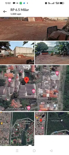 Jual Tanah SHM 1000 m jl kesatuan Beji Depok