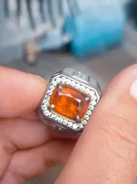 Batu garnet hessonite permata 4.65 crat ring perak micro memo SKY LAB