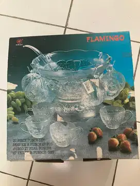 Flamingo punch bowl set / mangkok es buah