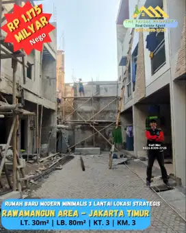 Dijual rumah baru progres dalam cluster area rawamangun Jakarta Timur