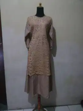 Dress Brukat Gamis Brukat Lengan Panjang All Size