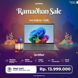 Laptop Pelajar Murah Acer Aspire X3BG [Snapdragon X Plus X1P-16GB-1TB