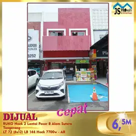 DIJUAL  RUKO HOEK 2 LANTAI PASAR 8 ALAM SUTERA TANGERANG SIAP HUNI