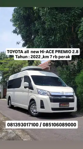 TOYOTA all  new Hi-ACE PREMIO 2.8
Tahun : 2022 akhir bln 12 ,km 7 rb