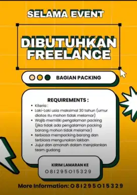 URGENT DICARI PACKER PACKING ONLINE SHOP PRIA LAKI LAKI