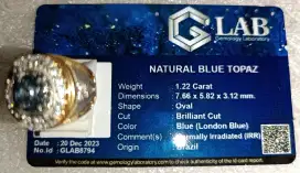 Cincin Natural London Blue Topaz 1.22 Ct Mewah