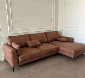 Sofa L minimalis coklat