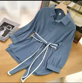 Mika Shirt Blouse Plained Atasan Wanita Korean Style