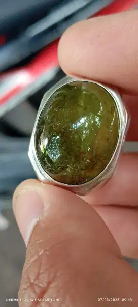 GARNET hijau jumbo ring perak MEMO GRI