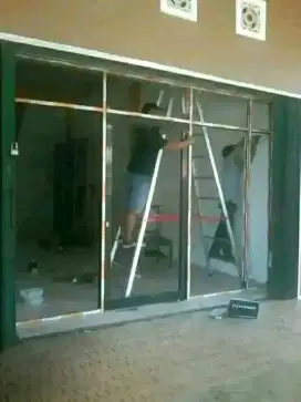 Kaca alumunium pintu partisi jendela dll