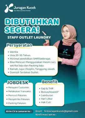 Dibutuhkan cepat Lowongan Laundry Staff