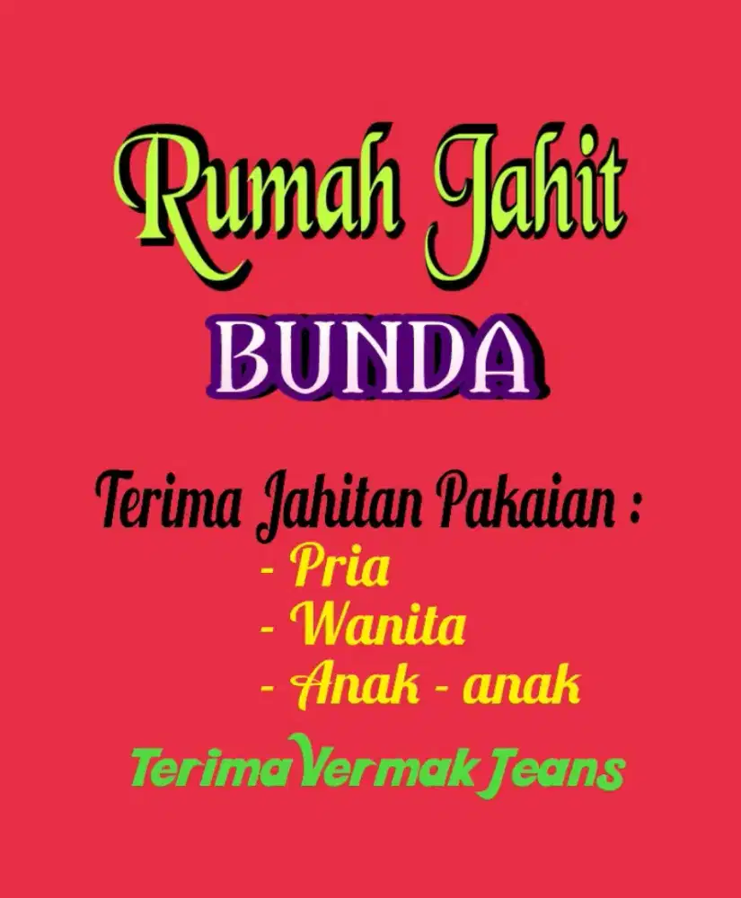 Jasa Jahit Pakaian Pria, Wanita, Anak2