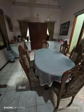 Set Meja makan Kayu Jati Full