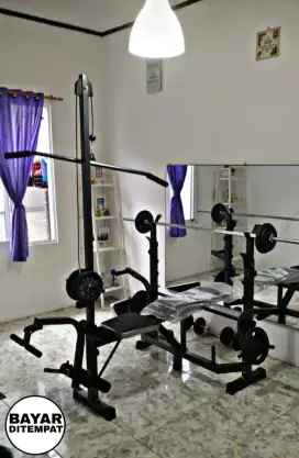 Alat fitness bench press 1 set beban