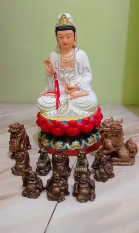 Patung dewi bonus patung kecil budha resin