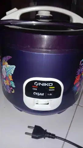 Rice Cooker merek Niko, 1,8 L, tutup kaca