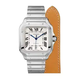Cartier New Santos 100-L Silver Dial with Bracelet