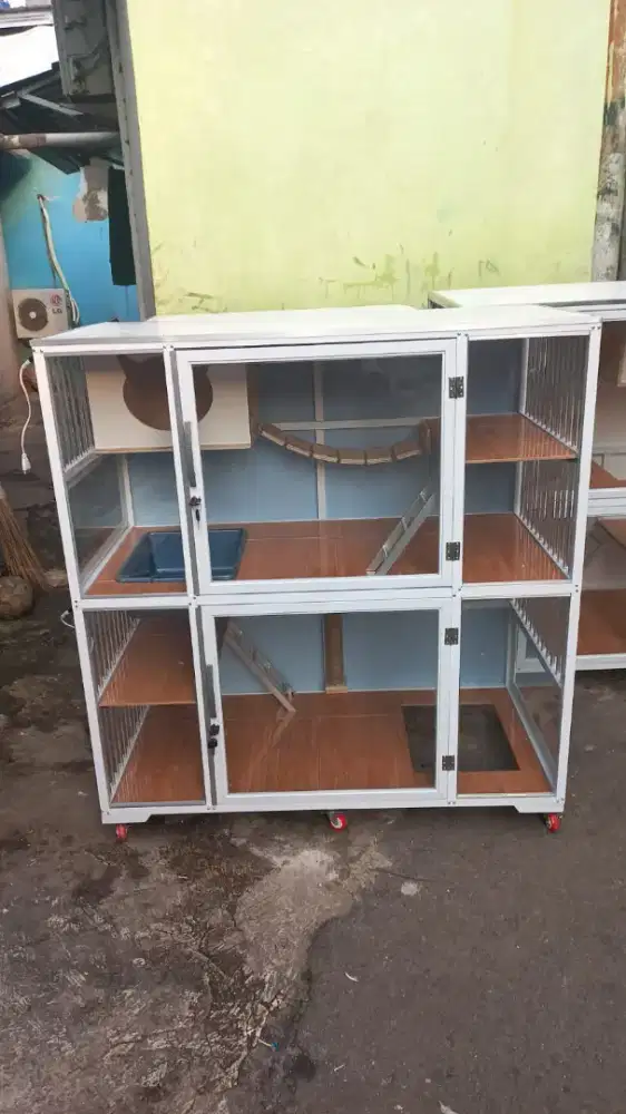 Kandang kucing 2 pintu jumbo kaca